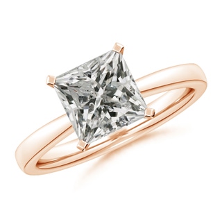 7.4mm KI3 Princess-Cut Diamond Reverse Tapered Shank Solitaire Engagement Ring in Rose Gold