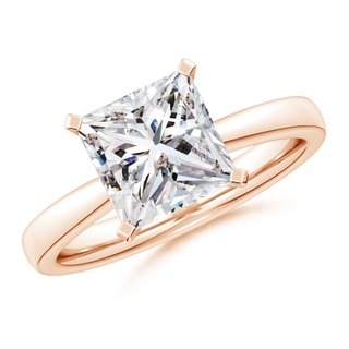 8mm IJI1I2 Princess-Cut Diamond Reverse Tapered Shank Solitaire Engagement Ring in Rose Gold