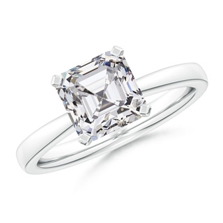 7.5mm HSI2 Square Emerald-Cut Diamond Reverse Tapered Shank Solitaire Engagement Ring in P950 Platinum