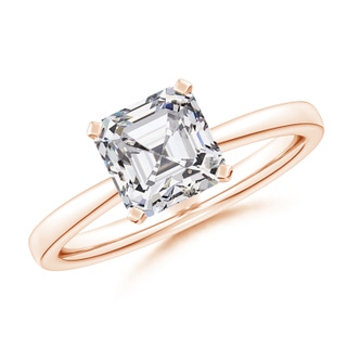 7mm HSI2 Square Emerald-Cut Diamond Reverse Tapered Shank Solitaire Engagement Ring in Rose Gold