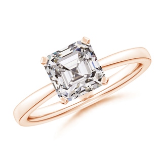 7mm IJI1I2 Square Emerald-Cut Diamond Reverse Tapered Shank Solitaire Engagement Ring in Rose Gold