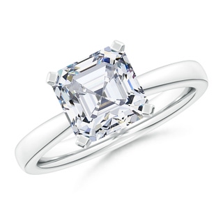 8mm GVS2 Square Emerald-Cut Diamond Reverse Tapered Shank Solitaire Engagement Ring in P950 Platinum