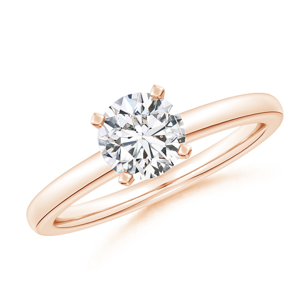6.5mm HSI2 Solitaire Round Diamond Tapered Shank Engagement Ring in Rose Gold