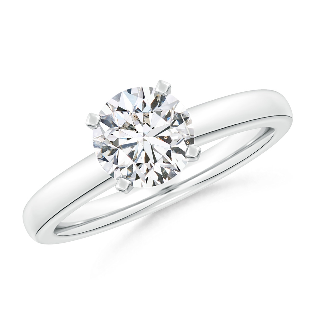 7.4mm HSI2 Solitaire Round Diamond Tapered Shank Engagement Ring in White Gold 