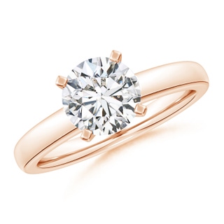 8mm HSI2 Solitaire Round Diamond Tapered Shank Engagement Ring in Rose Gold