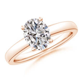 9x7mm IJI1I2 Solitaire Oval Diamond Tapered Shank Engagement Ring in Rose Gold