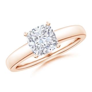 7mm GVS2 Solitaire Cushion Diamond Tapered Shank Engagement Ring in 10K Rose Gold