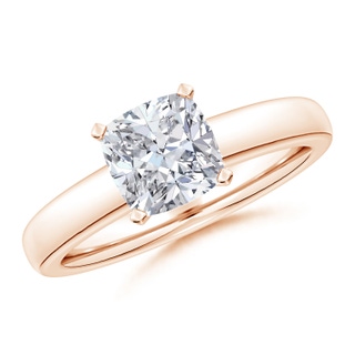 7mm HSI2 Solitaire Cushion Diamond Tapered Shank Engagement Ring in Rose Gold