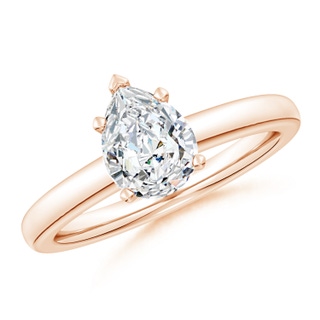8.5x6.5mm GVS2 Solitaire Pear Diamond Tapered Shank Engagement Ring in Rose Gold