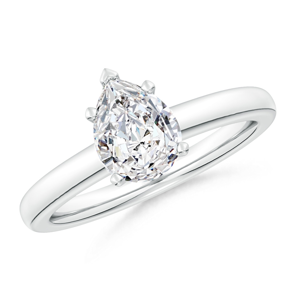 8.5x6.5mm HSI2 Solitaire Pear Diamond Tapered Shank Engagement Ring in White Gold