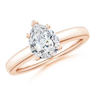 9x7mm GVS2 Solitaire Pear Diamond Tapered Shank Engagement Ring in Rose Gold