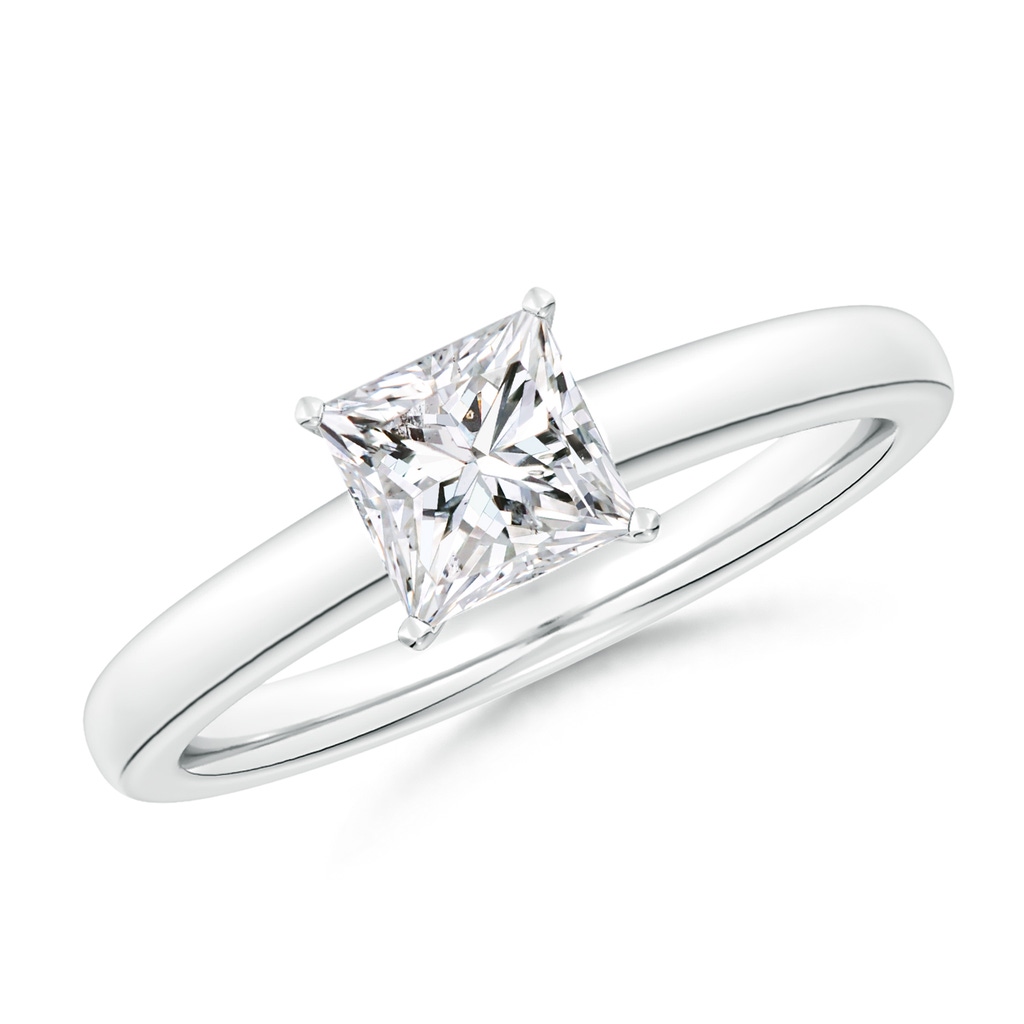 5.5mm HSI2 Solitaire Princess-Cut Diamond Tapered Shank Engagement Ring in White Gold