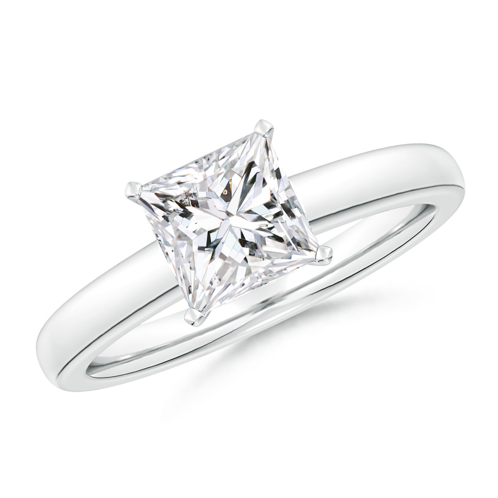 6.5mm HSI2 Solitaire Princess-Cut Diamond Tapered Shank Engagement Ring in White Gold