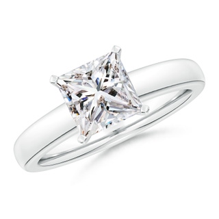 7mm IJI1I2 Solitaire Princess-Cut Diamond Tapered Shank Engagement Ring in P950 Platinum