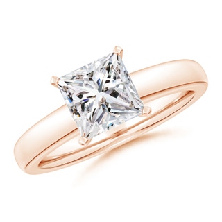 7mm IJI1I2 Solitaire Princess-Cut Diamond Tapered Shank Engagement Ring in Rose Gold