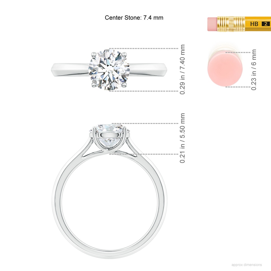 7.4mm GVS2 Round Diamond Knife-Edge Shank Trellis Engagement Ring in P950 Platinum ruler