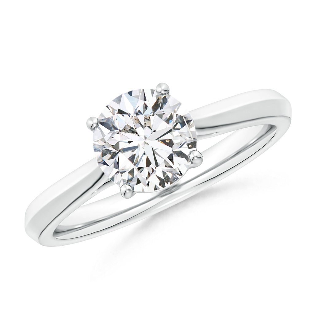 7.4mm HSI2 Round Diamond Knife-Edge Shank Trellis Engagement Ring in White Gold