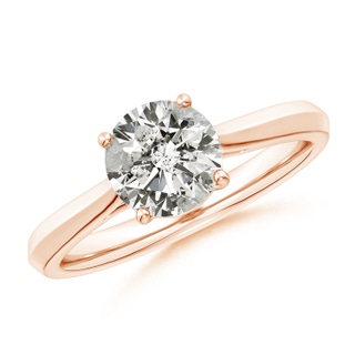 7.4mm KI3 Round Diamond Knife-Edge Shank Trellis Engagement Ring in Rose Gold