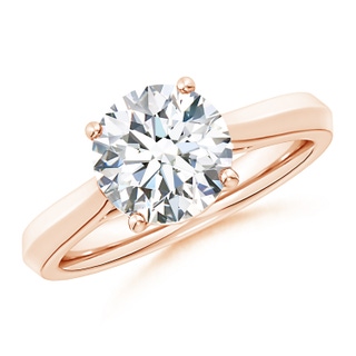 8.9mm GVS2 Round Diamond Knife-Edge Shank Trellis Engagement Ring in 9K Rose Gold