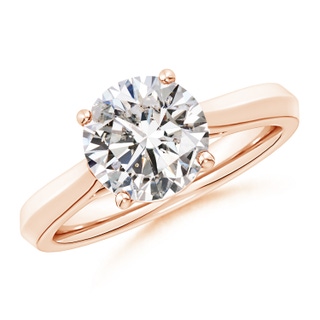 8.9mm IJI1I2 Round Diamond Knife-Edge Shank Trellis Engagement Ring in 18K Rose Gold