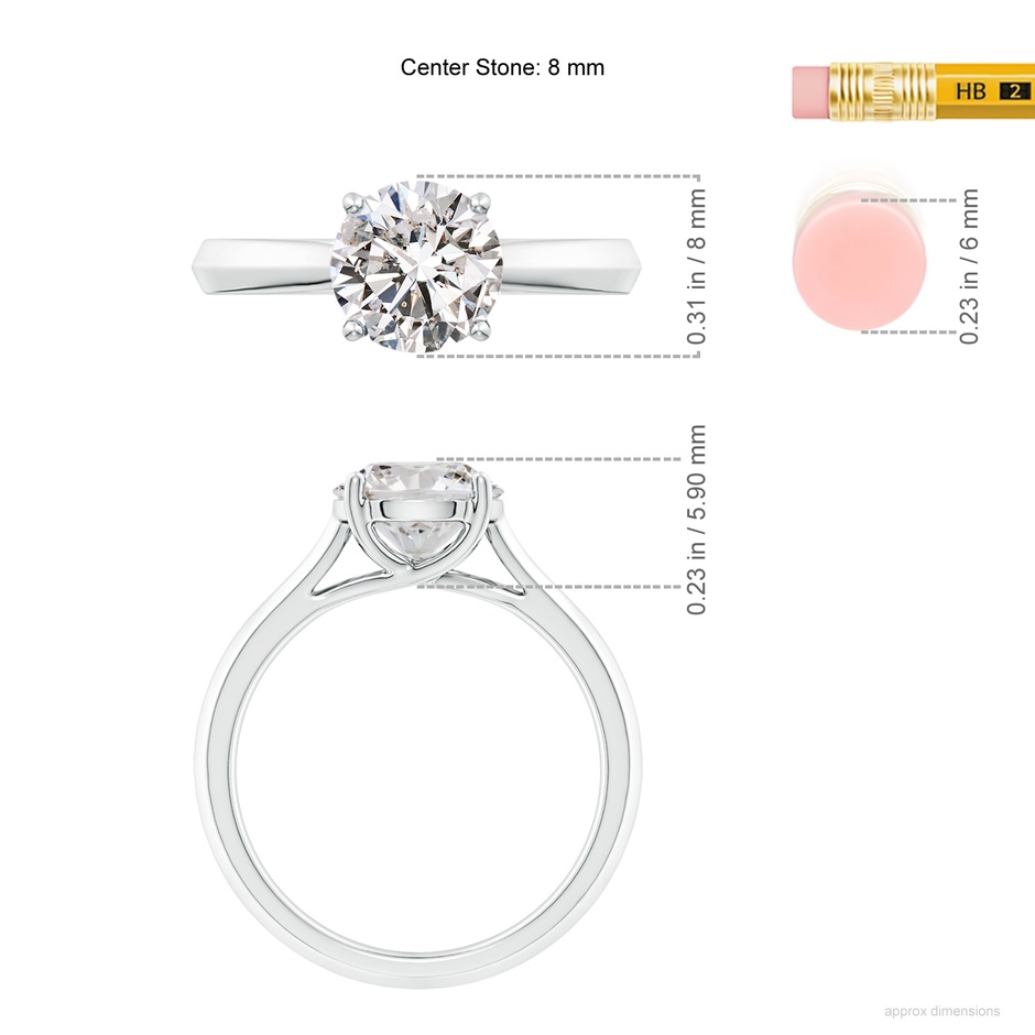 8mm IJI1I2 Round Diamond Knife-Edge Shank Trellis Engagement Ring in P950 Platinum ruler