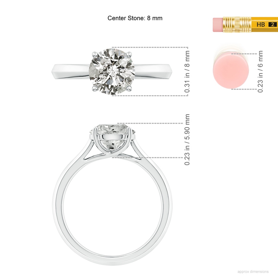 8mm KI3 Round Diamond Knife-Edge Shank Trellis Engagement Ring in P950 Platinum ruler