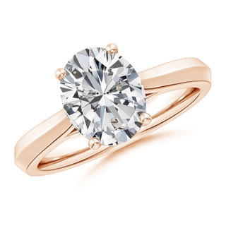 10x8mm HSI2 Oval Diamond Knife-Edge Shank Trellis Engagement Ring in 9K Rose Gold