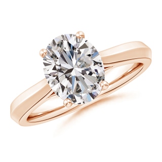 10x8mm IJI1I2 Oval Diamond Knife-Edge Shank Trellis Engagement Ring in 9K Rose Gold
