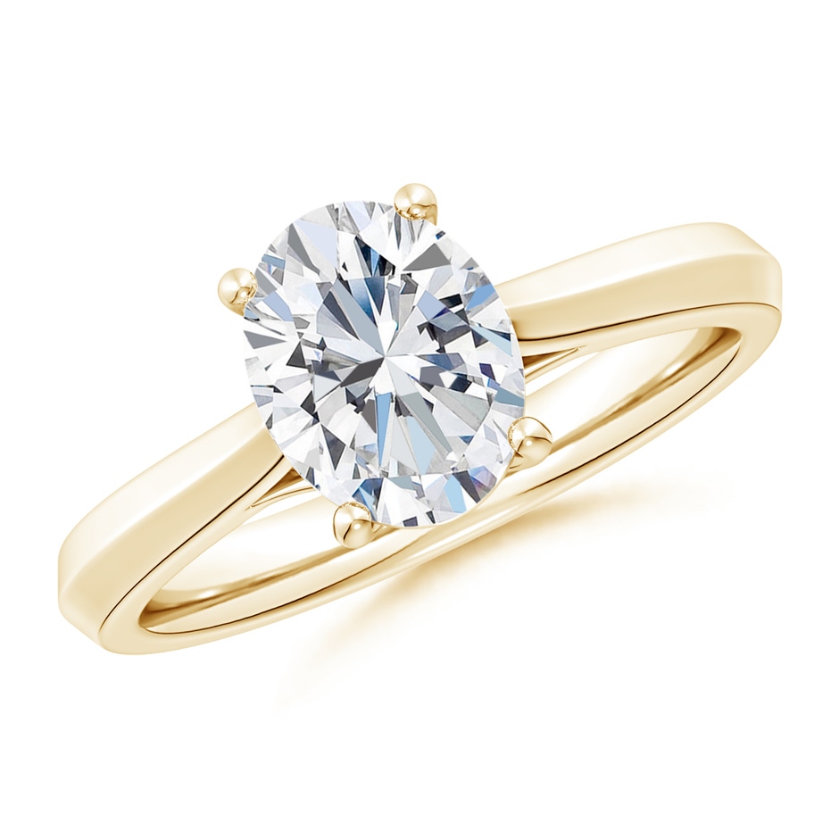 9x7mm GVS2 Oval Diamond Knife-Edge Shank Trellis Engagement Ring in Yellow Gold 