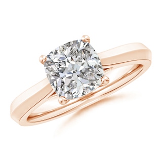 7.5mm IJI1I2 Cushion Diamond Knife-Edge Shank Trellis Engagement Ring in 9K Rose Gold