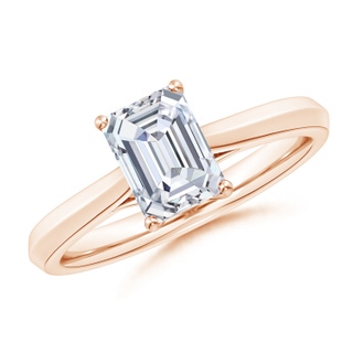 7.5x5.5mm GVS2 Emerald-Cut Diamond Knife-Edge Shank Trellis Engagement Ring in Rose Gold