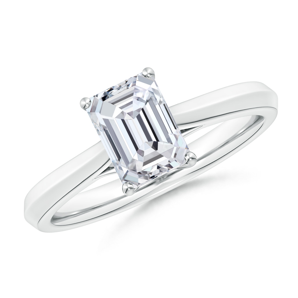 7.5x5.5mm HSI2 Emerald-Cut Diamond Knife-Edge Shank Trellis Engagement Ring in White Gold