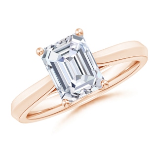 8.5x6.5mm GVS2 Emerald-Cut Diamond Knife-Edge Shank Trellis Engagement Ring in Rose Gold