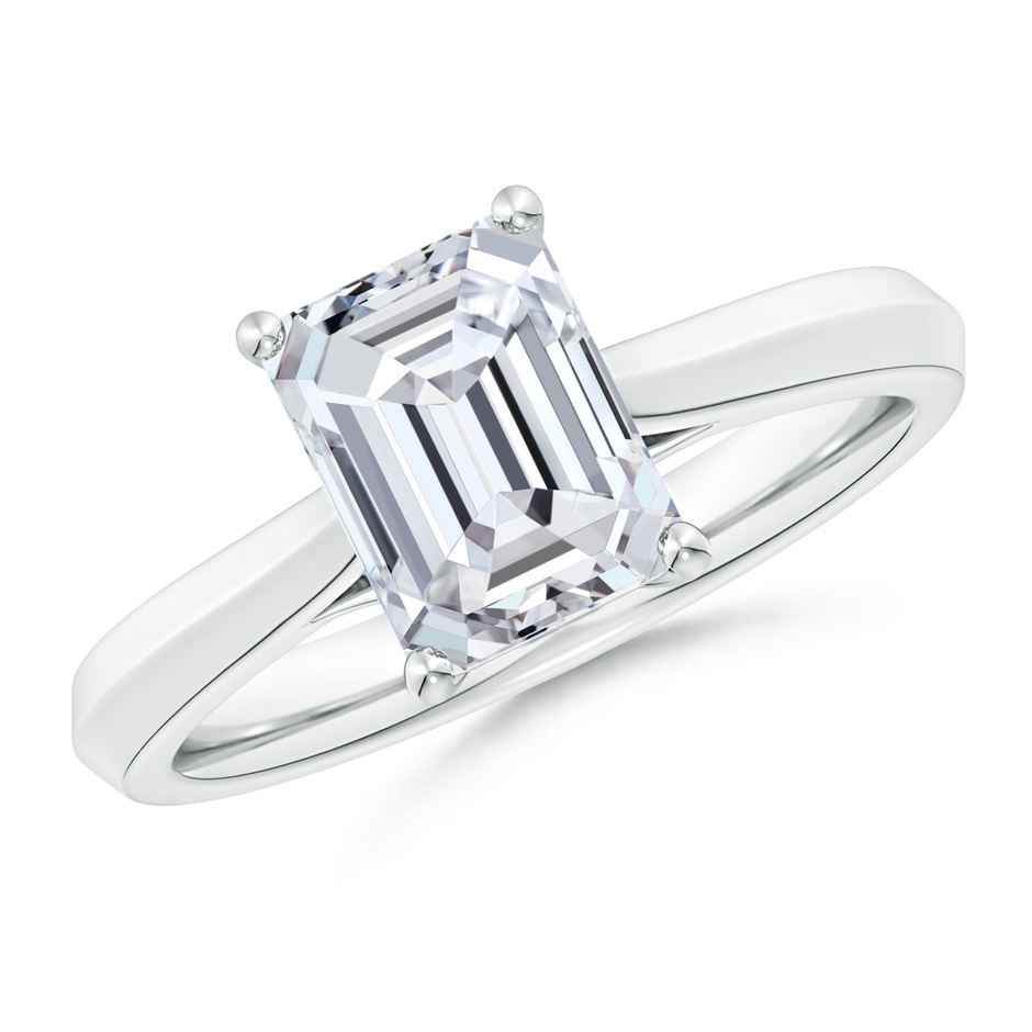 8.5x6.5mm HSI2 Emerald-Cut Diamond Knife-Edge Shank Trellis Engagement Ring in White Gold 