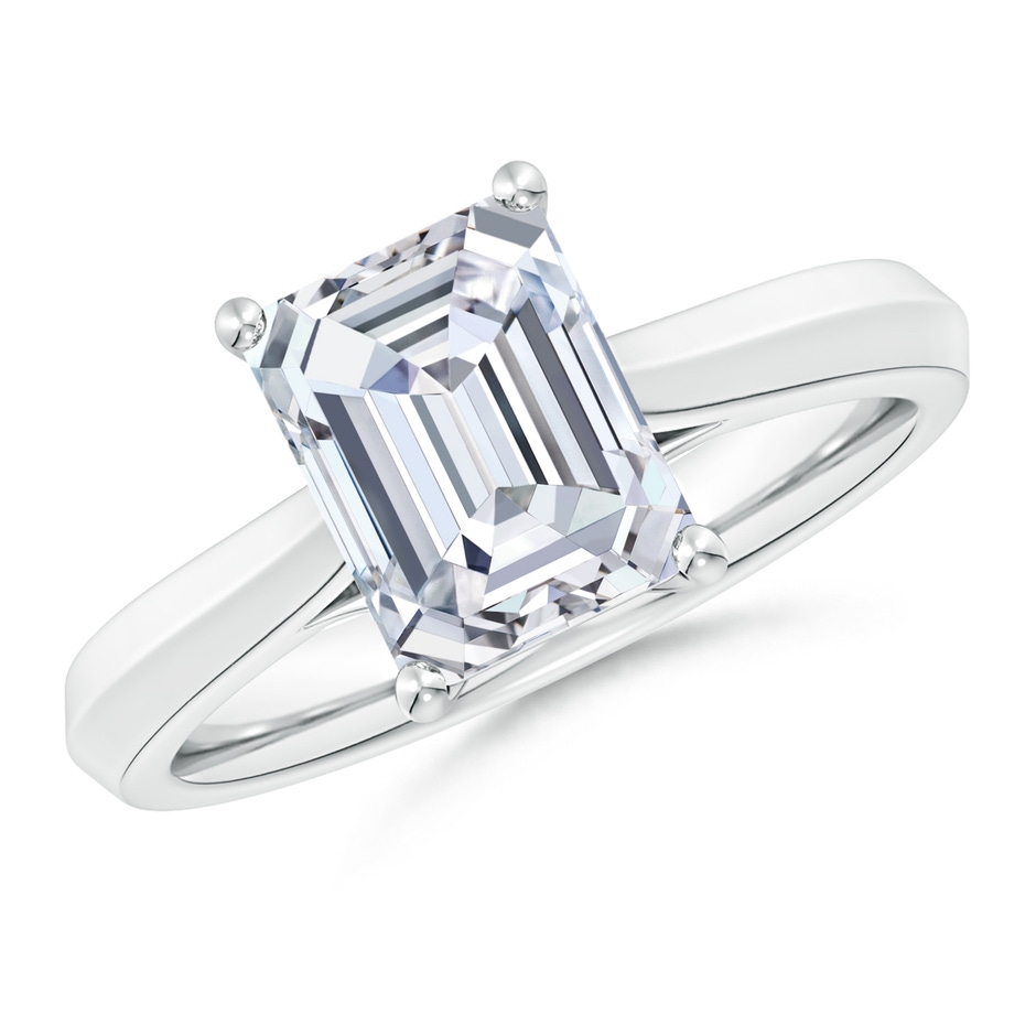 9x7mm GVS2 Emerald-Cut Diamond Knife-Edge Shank Trellis Engagement Ring in P950 Platinum 