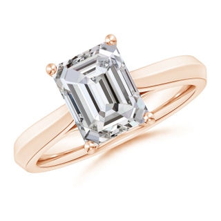9x7mm IJI1I2 Emerald-Cut Diamond Knife-Edge Shank Trellis Engagement Ring in 9K Rose Gold
