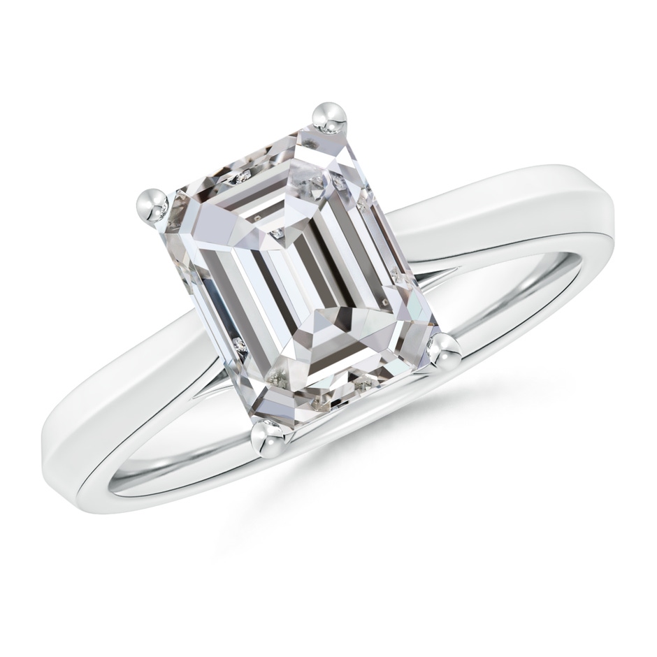 9x7mm IJI1I2 Emerald-Cut Diamond Knife-Edge Shank Trellis Engagement Ring in P950 Platinum 