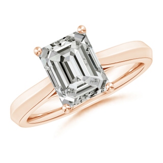 9x7mm KI3 Emerald-Cut Diamond Knife-Edge Shank Trellis Engagement Ring in 10K Rose Gold