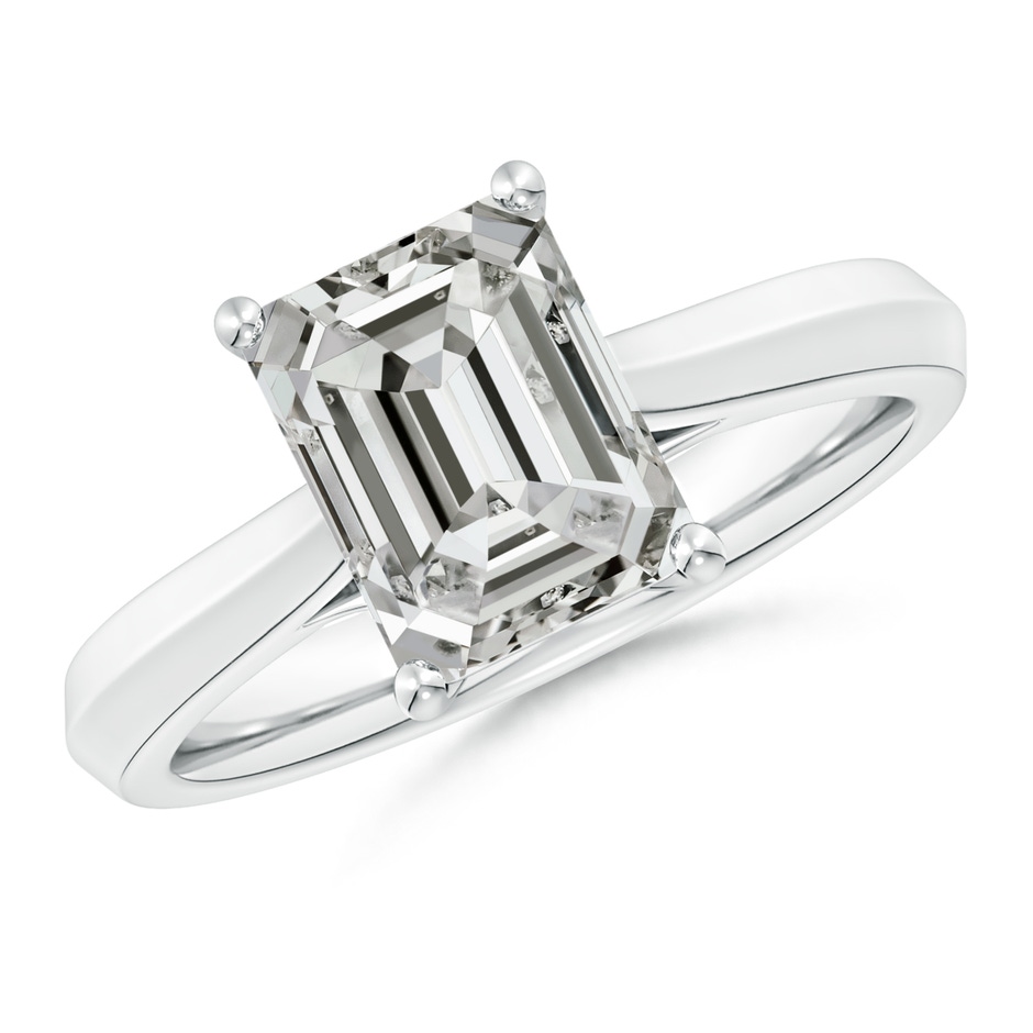 9x7mm KI3 Emerald-Cut Diamond Knife-Edge Shank Trellis Engagement Ring in P950 Platinum 