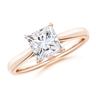 6.5mm GVS2 Princess-Cut Diamond Knife-Edge Shank Trellis Engagement Ring in Rose Gold