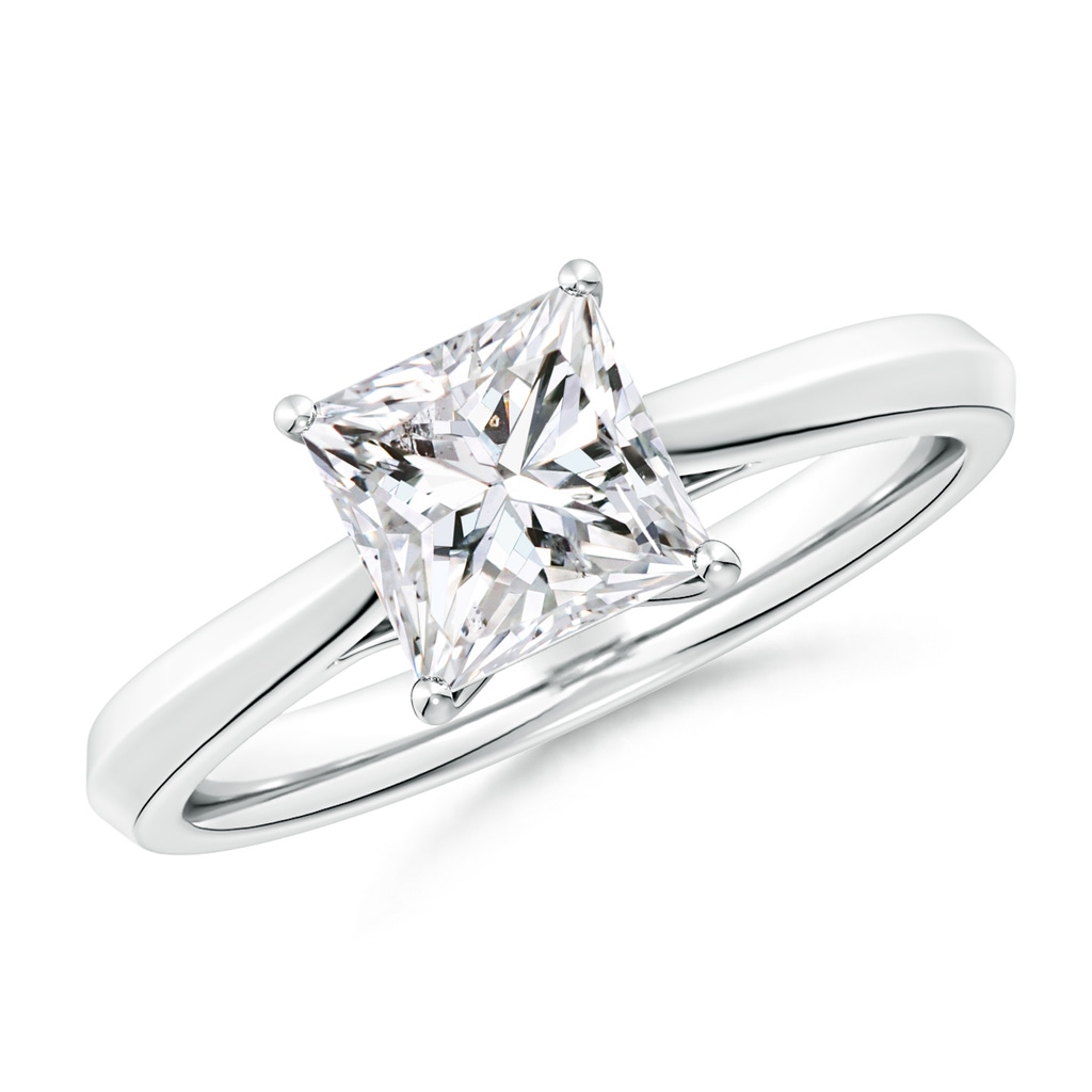 6.5mm HSI2 Princess-Cut Diamond Knife-Edge Shank Trellis Engagement Ring in White Gold