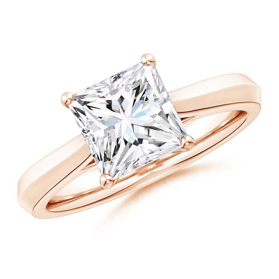 7.4mm GVS2 Princess-Cut Diamond Knife-Edge Shank Trellis Engagement Ring in 9K Rose Gold 
