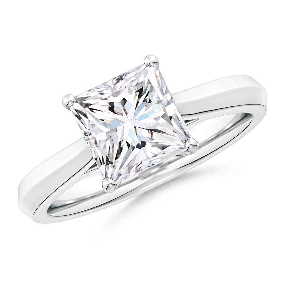 7.4mm GVS2 Princess-Cut Diamond Knife-Edge Shank Trellis Engagement Ring in P950 Platinum 