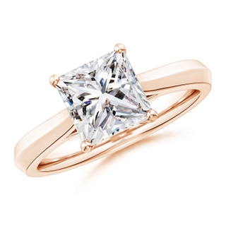 7.4mm IJI1I2 Princess-Cut Diamond Knife-Edge Shank Trellis Engagement Ring in Rose Gold