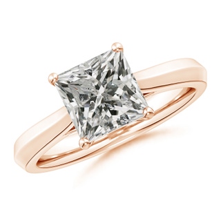 7.4mm KI3 Princess-Cut Diamond Knife-Edge Shank Trellis Engagement Ring in 9K Rose Gold