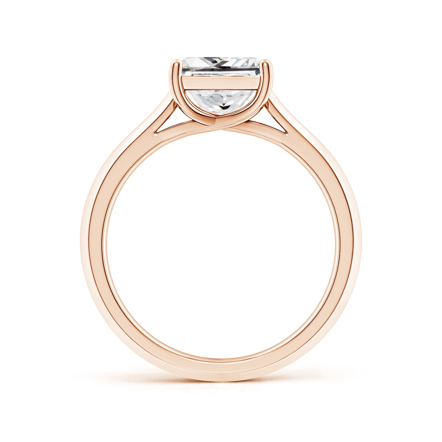7mm HSI2 Princess-Cut Diamond Knife-Edge Shank Trellis Engagement Ring in 18K Rose Gold