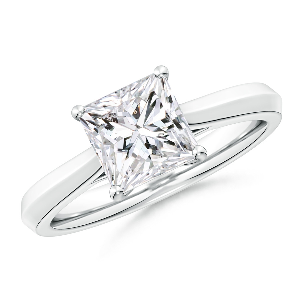7mm HSI2 Princess-Cut Diamond Knife-Edge Shank Trellis Engagement Ring in White Gold 