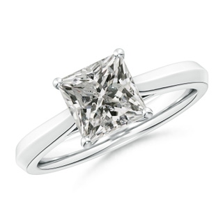 7mm KI3 Princess-Cut Diamond Knife-Edge Shank Trellis Engagement Ring in P950 Platinum