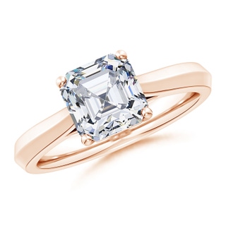 7.5mm GVS2 Square Emerald-Cut Diamond Knife-Edge Shank Trellis Engagement Ring in 10K Rose Gold