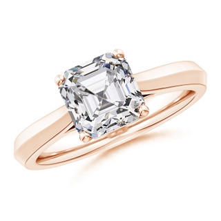 7.5mm HSI2 Square Emerald-Cut Diamond Knife-Edge Shank Trellis Engagement Ring in 10K Rose Gold